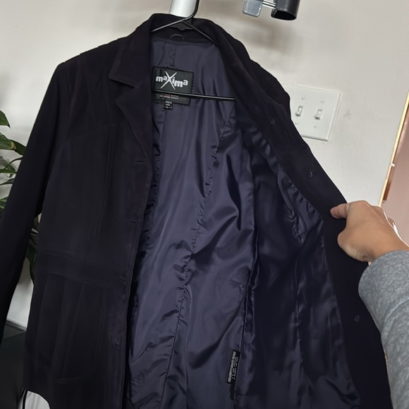 Maxima/Wilsons Purple Suede Leather Button Front Tailored Jacket/Coat Sz L - Picture 9 of 12